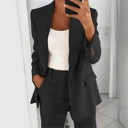 Élise – Ensemble blazer et pantalon en tricot