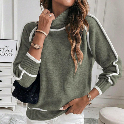 Manon  - Pull chic en tricot olive