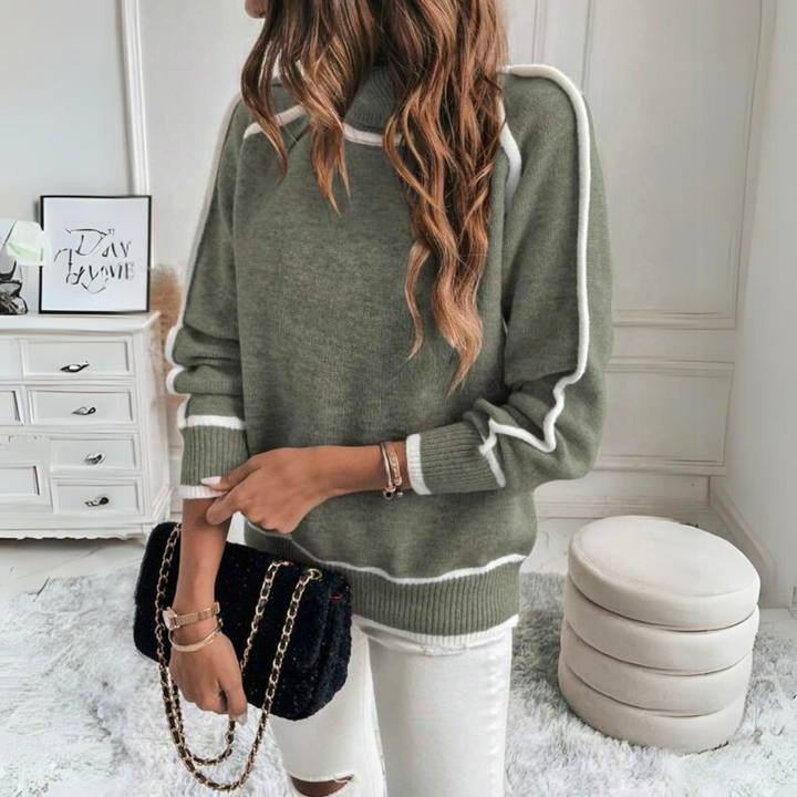 Manon  - Pull chic en tricot olive