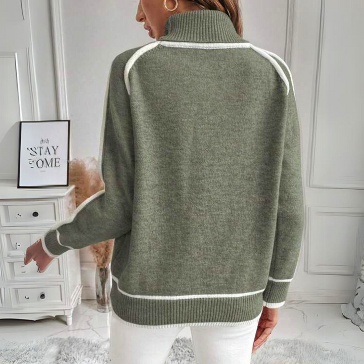 Manon  - Pull chic en tricot olive