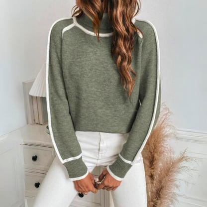 Manon  - Pull chic en tricot olive